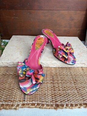 Vintage Liz Claiborne 2.5" Heel Colorful BABE Slide Sandals Size 7M